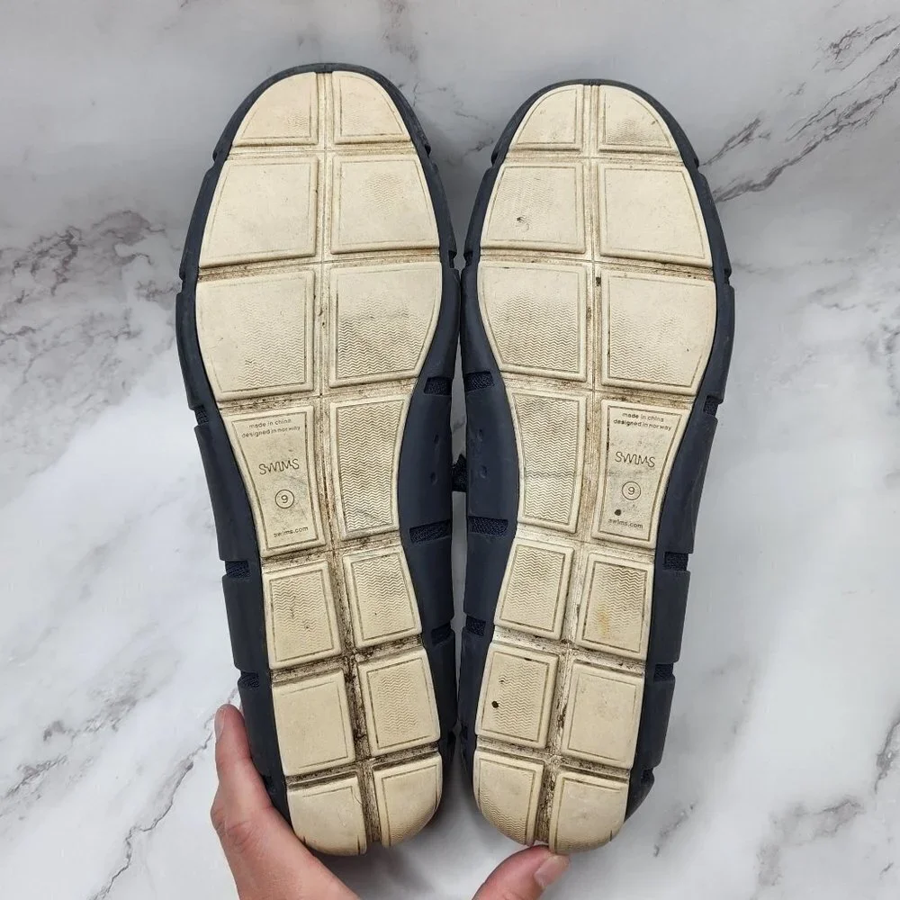 SWIMS Men's Lace Loafer Boat Shoes Navy Blue Mesh Trimmed Size 9